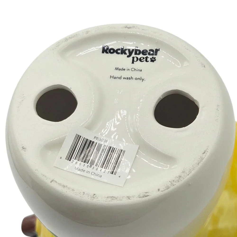 Rockybear‎ Pet Tilted And Elevated Cat Drinking Water Bowl Lemon Pattern 6